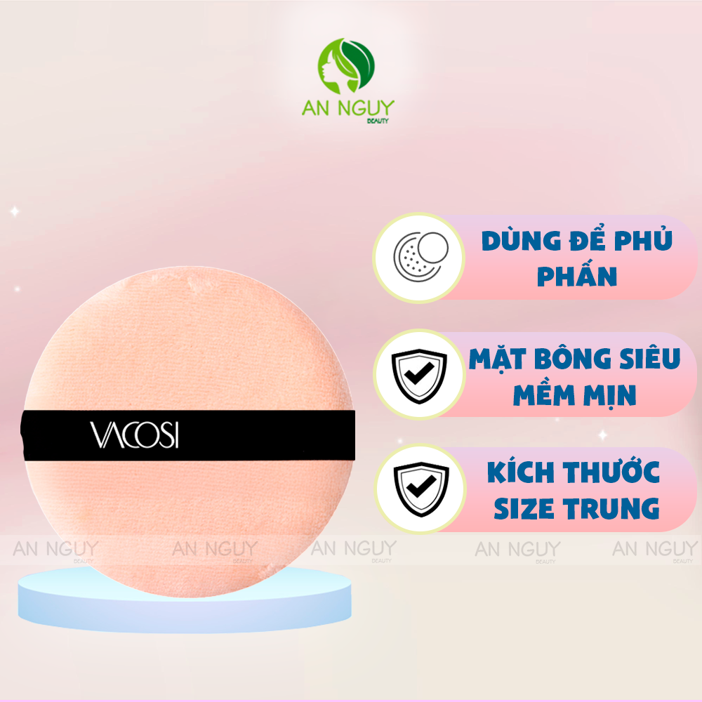 Bông Phấn Khô Tròn Vacosi Round Puff