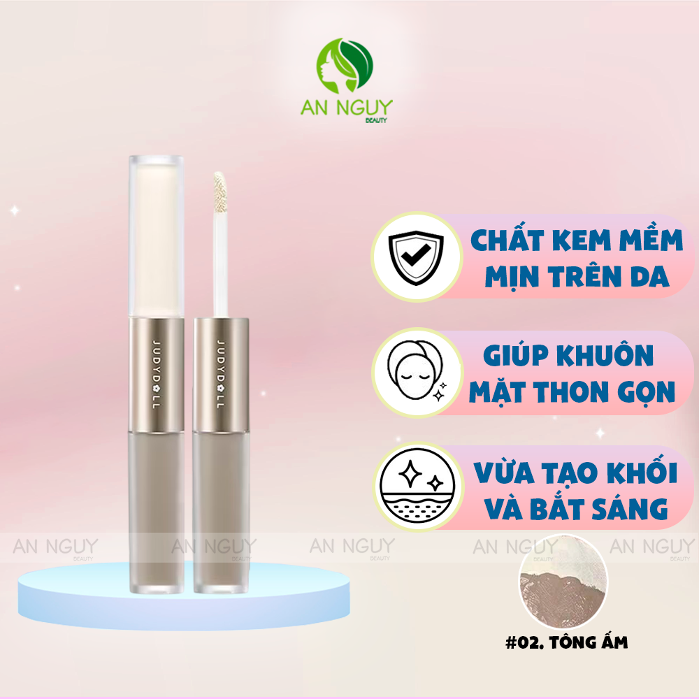Kem Tạo Khối Và Bắt Sáng Judydoll 2 Đầu Liquid Highlighter & Contour Duo 4.8g