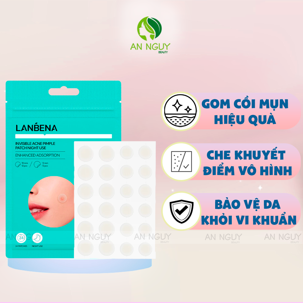 Miếng Dán Mụn Lanbena Invisible Acne Pimple Patch Hỗ Trợ Giảm Mụn, Làm Dịu Da