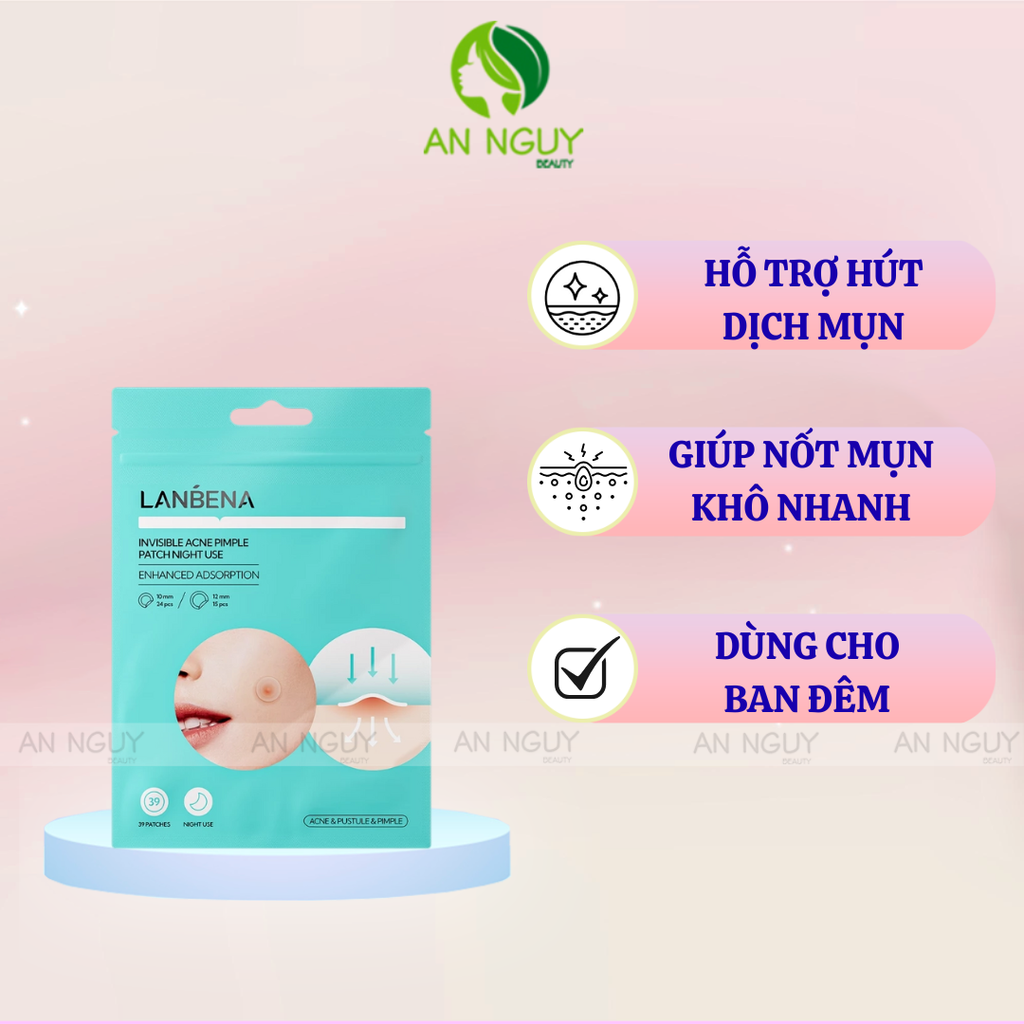 Miếng Dán Mụn Lanbena Invisible Acne Pimple Patch Hỗ Trợ Giảm Mụn, Làm Dịu Da