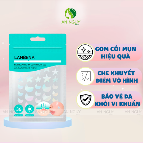 Miếng Dán Mụn Lanbena Invisible Acne Pimple Patch Hỗ Trợ Giảm Mụn, Làm Dịu Da