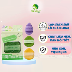 Bộ Bông Rửa Mặt Amortals Face Washing Puff Dùng Để Làm Sạch 3 Cái
