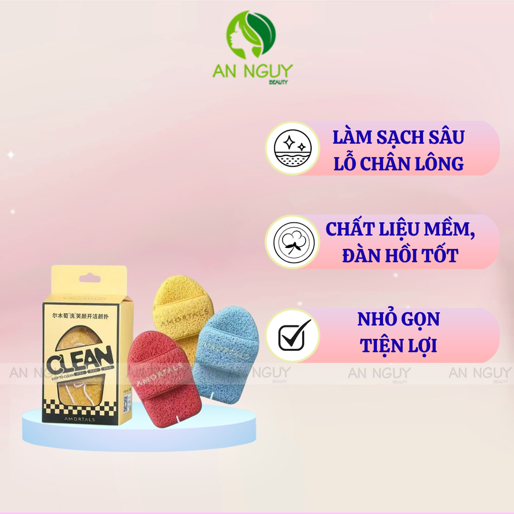 Bộ Bông Rửa Mặt Amortals Face Washing Puff Dùng Để Làm Sạch