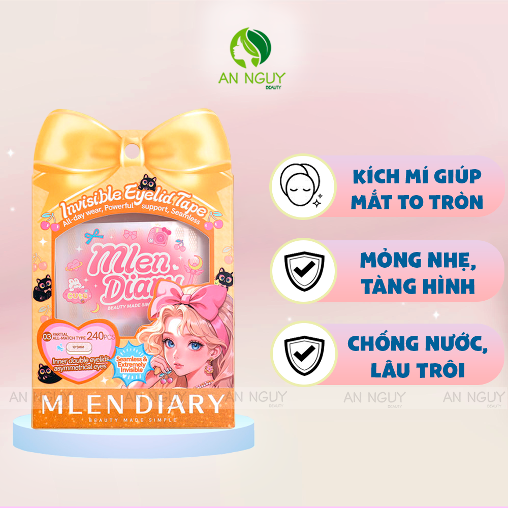 Kích Mí Mlen Diary Invisible Eyelid Tape Hình Lưỡi Liềm Đa Năng