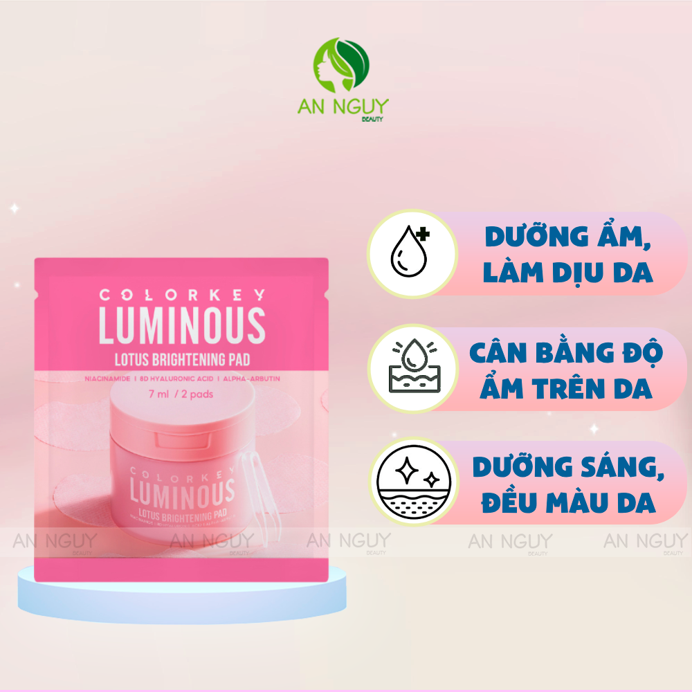 Nước Cân Bằng Dạng Miếng Colorkey Luminous Pad Sensitive Skin Friendly (Gói 2 Miếng)