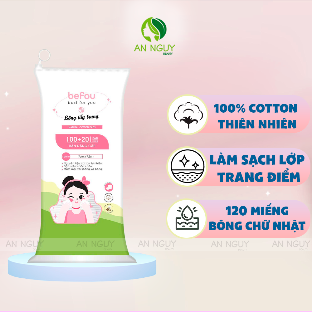 Bông Tẩy Trang Befou 100% Cotton Mềm Mại