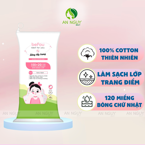 Bông Tẩy Trang Befou 100% Cotton Mềm Mại
