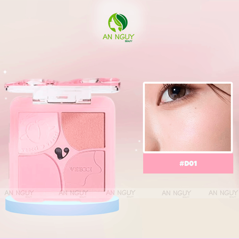 Phấn Má Hồng Và Highlight Veecci 4 Ô Cheek Color Blooming Four Color Powder Blusher
