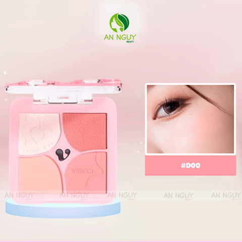 Phấn Má Hồng Và Highlight Veecci 4 Ô Cheek Color Blooming Four Color Powder Blusher