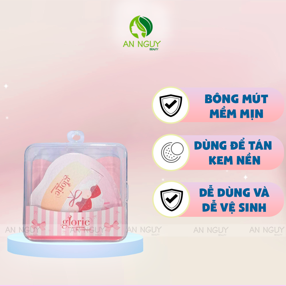 Bông Mút Tán Nền Glorie Strawberry Cake Collection - Marshmallow Puff With Storage Case