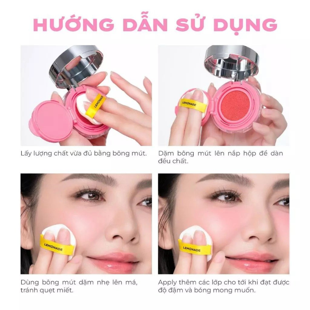 Má Hồng Thuần Chay Dạng Cushion Lemonade Mirror Mirror Blush Cushion 8g