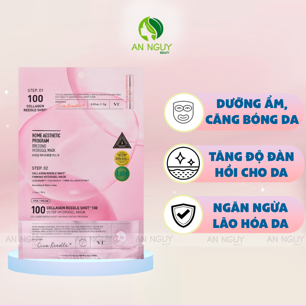 Mặt Nạ Thạch Dưỡng Da VT Cosmetics Reedle Shot 2Step 100 Hydrogel Mask 33g