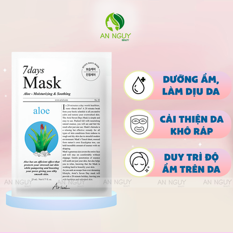 Mặt Nạ Ariul 7 Days Mask Aloe Chiết Xuất Lô Hội, Làm Dịu Da 23ml