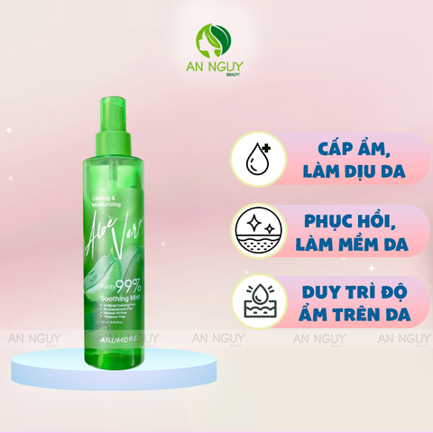 Xịt Khoáng Lô Hội Arumore Aloe Vera Soothing Mist Dưỡng Ẩm Và Làm Dịu Da 200ml
