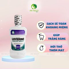 Nước Súc Miệng Listerine Healthy Bright Multi-Action Mouthwash Giúp Răng Trắng Sáng 750ml