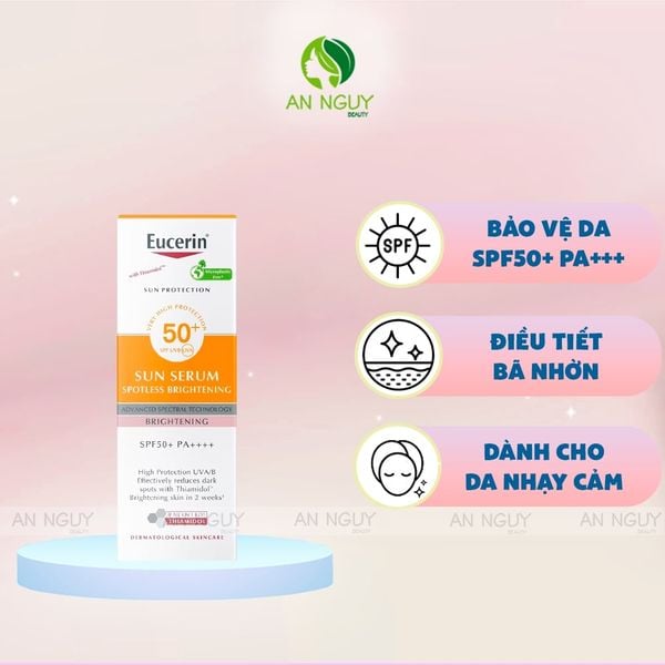 Tinh Chất Chống Nắng Eucerin Sun Serum Spotless Brightening SPF50+ PA++++ Bảo Vệ Da, Mờ Thâm Nám 7ml