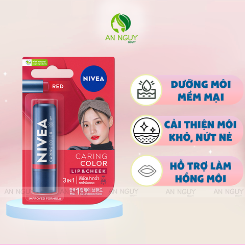 Son Trang Điểm Dưỡng Môi Và Má Hồng Nivea Caring Color Lip Care SPF 30 4.8g