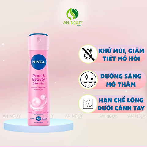 Xịt Ngăn Mùi Nivea Anti-Perspirant Pearl & Beauty 48H Spray Ngọc Trai Dưỡng Da Sáng Mịn 150ml