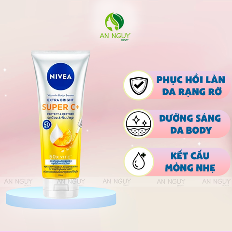Tinh Chất Dưỡng Thể Nivea Extra Bright Super C+ Vitamin Serum SPF50 PA+++ Giúp Sáng Da 170ml