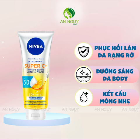 Tinh Chất Dưỡng Thể Nivea Extra Bright Super C+ Vitamin Serum SPF50 PA+++ Giúp Sáng Da