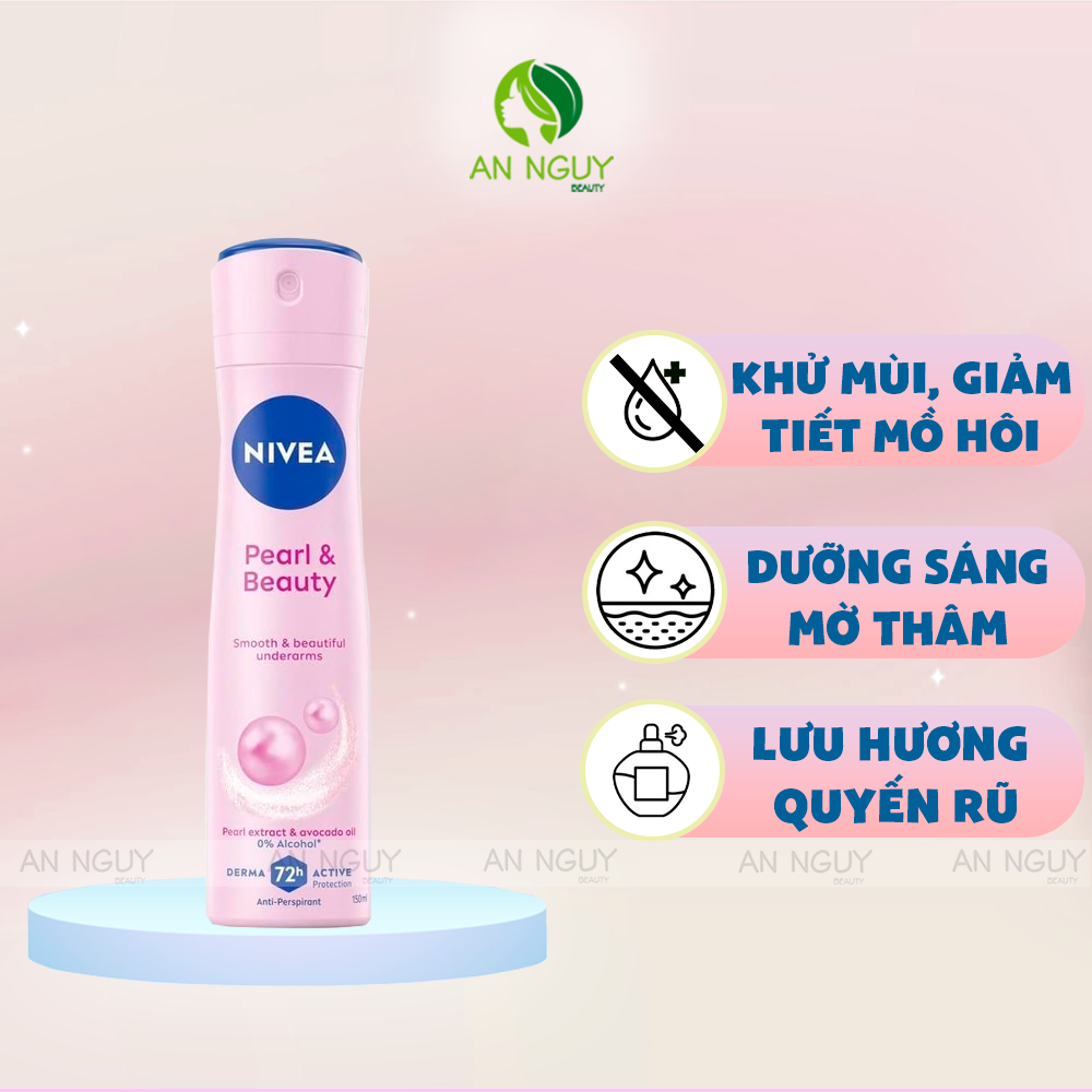 Xịt Ngăn Mùi Nivea Anti-Perspirant Pearl & Beauty 48H Spray Ngọc Trai Dưỡng Da Sáng Mịn 150ml