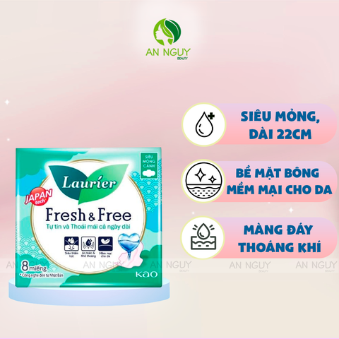 Băng Vệ Sinh Laurier Fresh & Free 22cm 8 Miếng