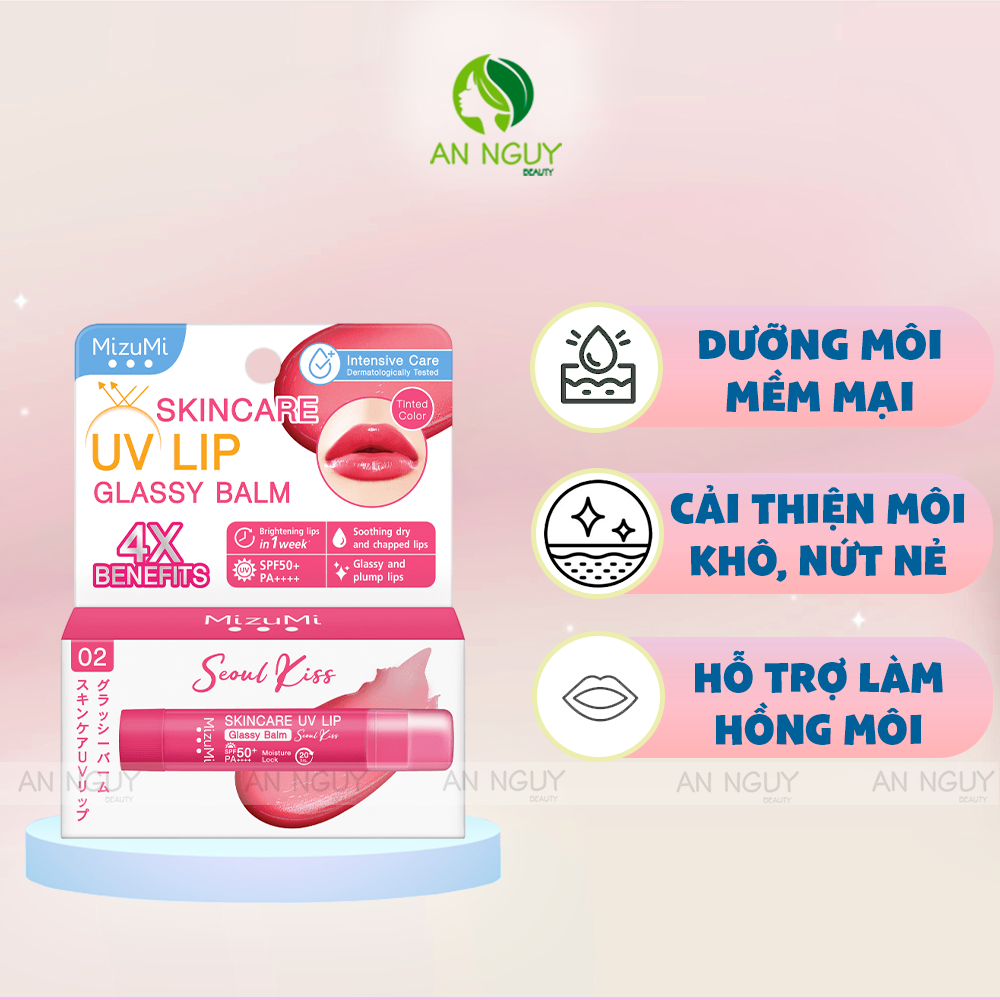 Son Dưỡng Môi Chống Nắng MizuMi Skincare UV Lip Glassy Balm SPF50+ PA++++ 3.5g