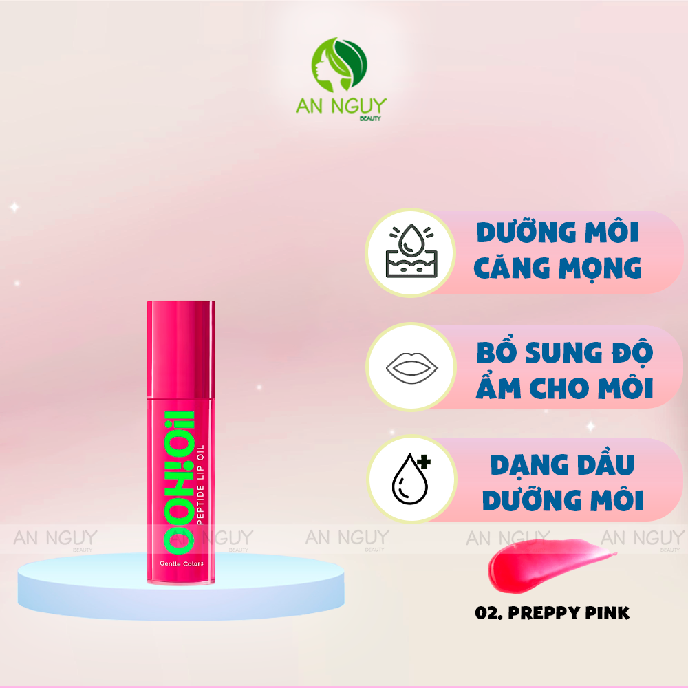 Dầu Dưỡng Môi Gentle Colors Ooh Oil Peptide Lip Oil Căng Bóng Dưỡng Ẩm, Hiệu Ứng Môi Mọng