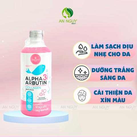 Sữa Tắm Trắng Da Precious Skin Alpha Arbutin 3 Plus Collagen Bath Cream Làm Trắng Da 350ml