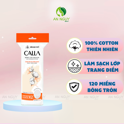 Bông Tẩy Trang Calla Skin Cleansing Cotton 3D Round (Tròn 3D)