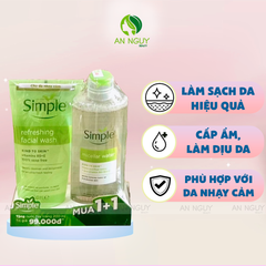 [Mua 1 Tặng 1] Sữa Rửa Mặt Simple 150ml + Nước Tẩy Trang Simple Micellar Water 200ml