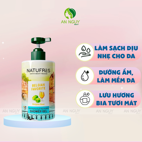 Gel Tắm Natufrès Shower Gel Chiết Xuất Thiên Nhiên, Dưỡng Ẩm Sâu Ngăn Khô Ráp
