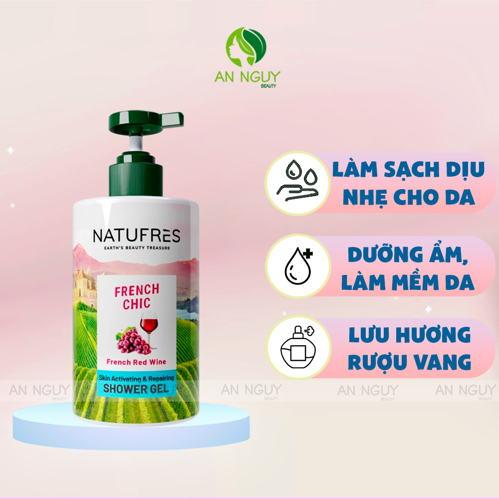 Gel Tắm Natufrès Shower Gel Chiết Xuất Thiên Nhiên, Dưỡng Ẩm Sâu Ngăn Khô Ráp