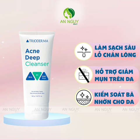 Sữa Rửa Mặt Trioderma Acne Deep Cleanser Sạch Sâu, Kiểm Soát Dầu Nhờn 150g