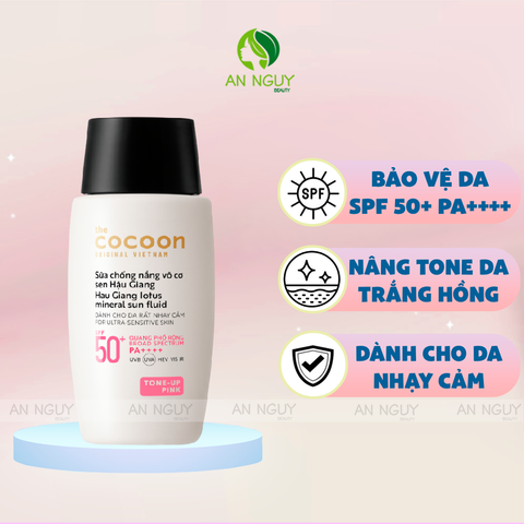 Sữa Chống Nắng Vô Cơ Cocoon Hau Giang Lotus Mineral Sun Fluid Sen Hậu Giang