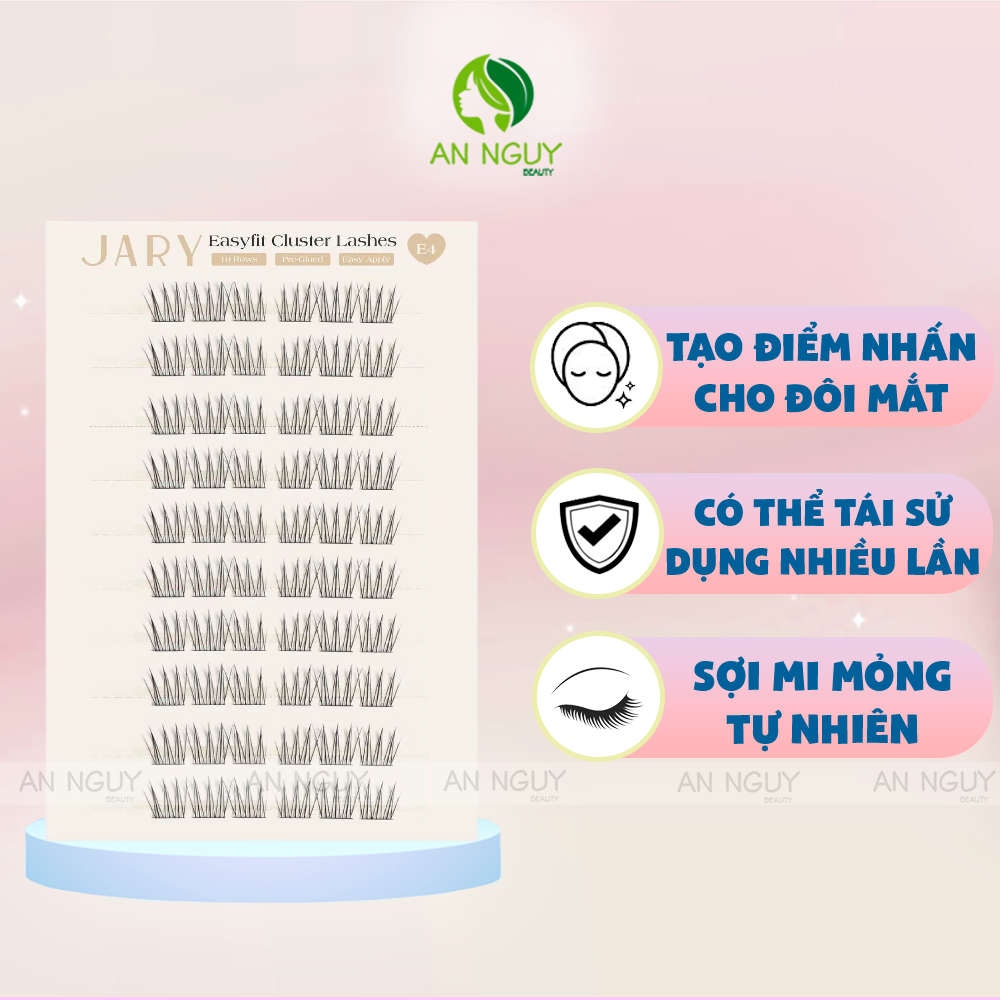Lông Mi Cụm Sẵn Keo 10 Hàng JARY Easyfit Lashes