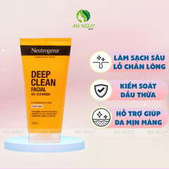 Sữa Rửa Mặt Neutrogena Deep Clean Facial Gel Cleanser Làm Sạch Sâu Dạng Gel 150ml