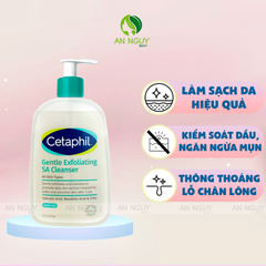 Gel Rửa Mặt Cetaphil Gentle Exfoliating SA Cleanser Cho Da Thiên Dầu, Dễ Mụn, Nhạy Cảm