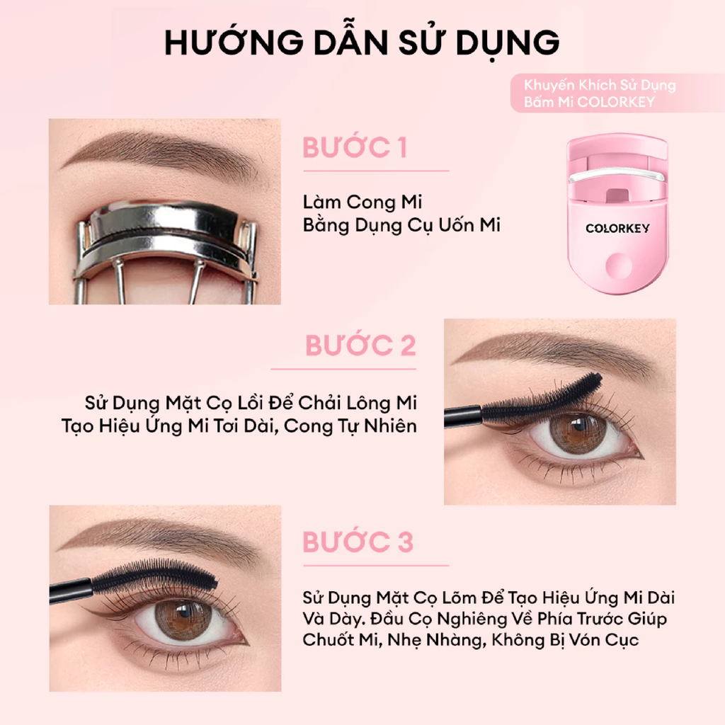 Mascara Colorkey Volumizing & Curling Mascara Làm Cong Và Dày Mi 6g