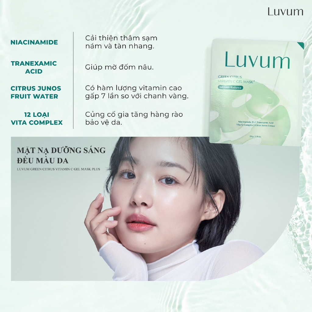 Mặt Nạ Luvum Green Citrus Vitamin C Gel Mask Plus Dưỡng Sáng Đều Màu Da 30ml