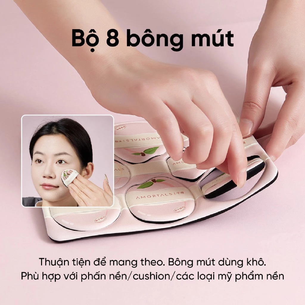 Set 8 Bông Mút Trang Điểm Tự Xé Amortals Farmer