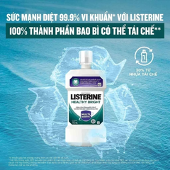 Nước Súc Miệng Listerine Healthy Bright Multi-Action Mouthwash Giúp Răng Trắng Sáng 750ml