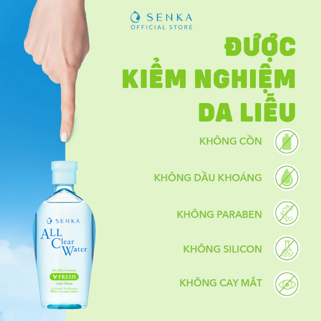 [Mua 1 Tặng 1] Nước Tẩy Trang Senka Micellar Formula Fresh Giảm Bóng Nhờn 400ml + 230ml