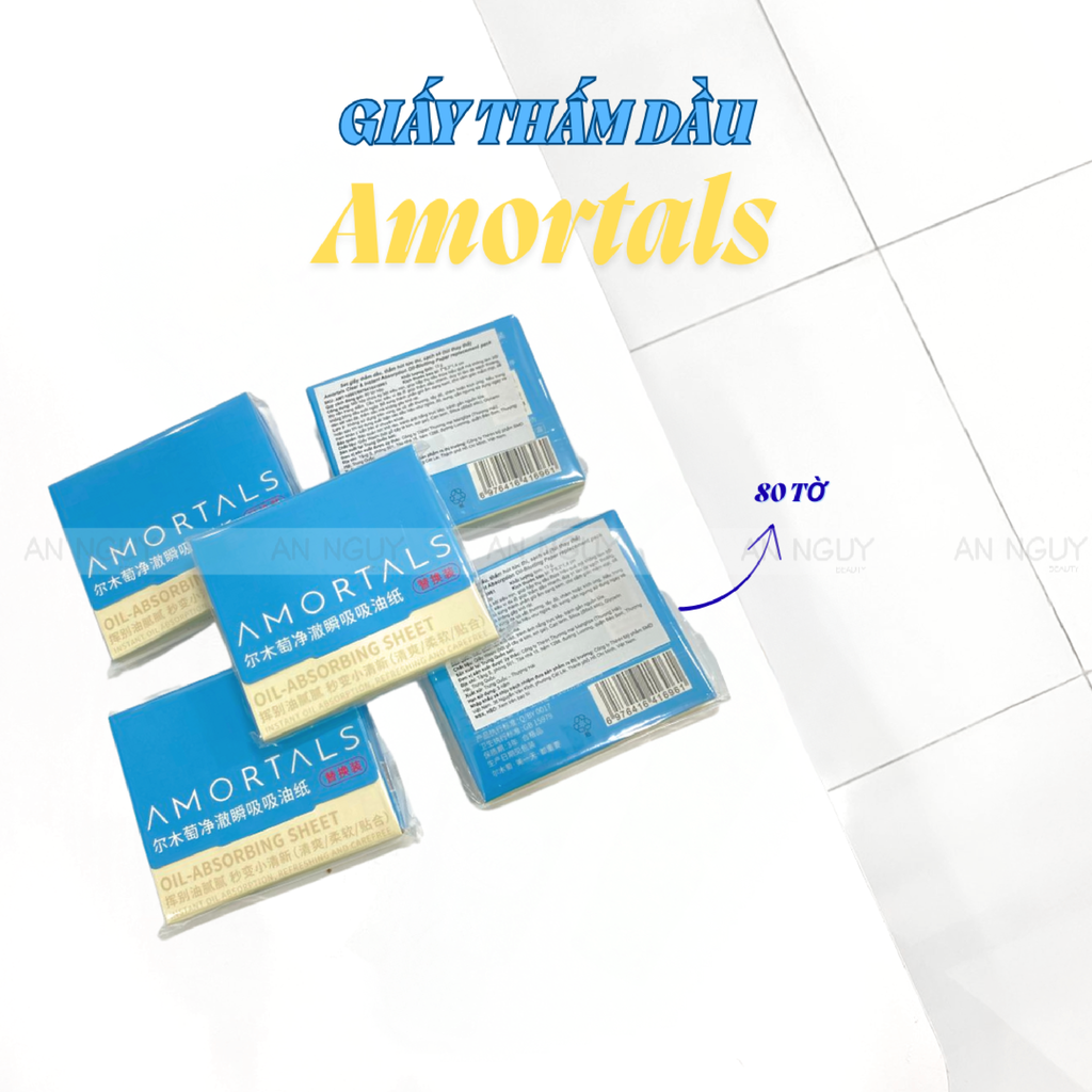 Giấy Thấm Dầu Amortals Oil - Absorbing Sheet Kiểm Soát Dầu Nhờn 80 Tờ