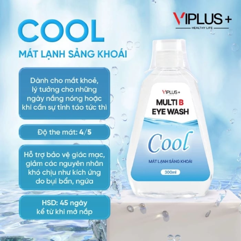 Nước Rửa Mắt Viplus+ Multi B Eye Wash Bổ Sung Độ Ẩm, Vitamin Cho Mắt 300ml
