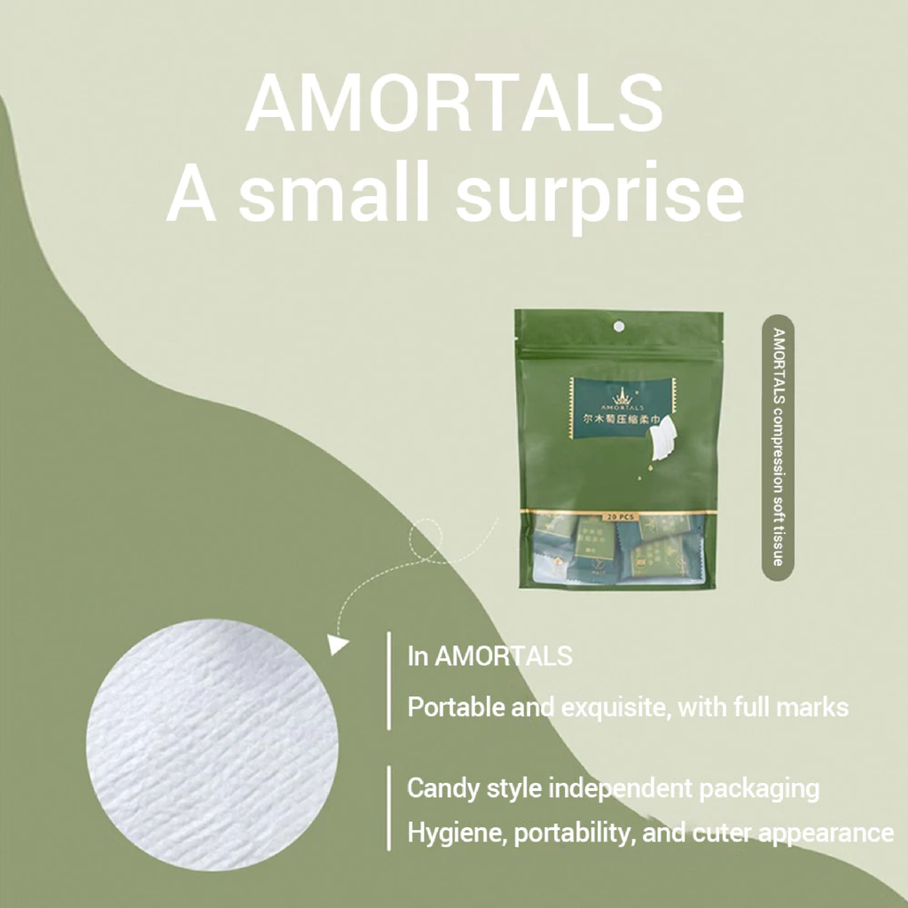 Khăn Mềm Nén Đa Năng Amortals 1 Gói 20 Khăn Nén