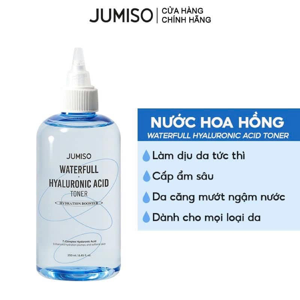 Nước Hoa Hồng Jumiso Waterfull Hyaluronic Acid Toner Dưỡng Ẩm, Làm Dịu Và Phục Hồi 250ml