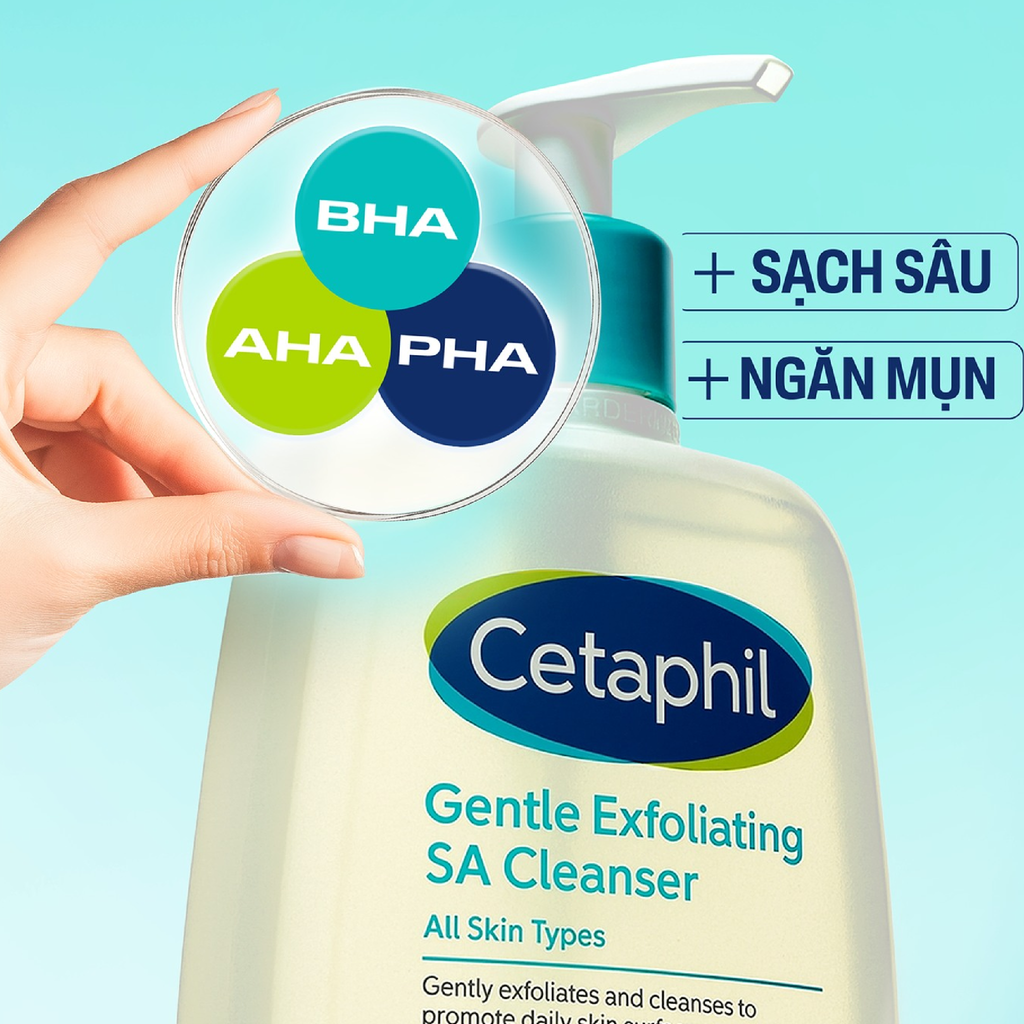 Gel Rửa Mặt Cetaphil Gentle Exfoliating SA Cleanser Cho Da Thiên Dầu, Dễ Mụn, Nhạy Cảm