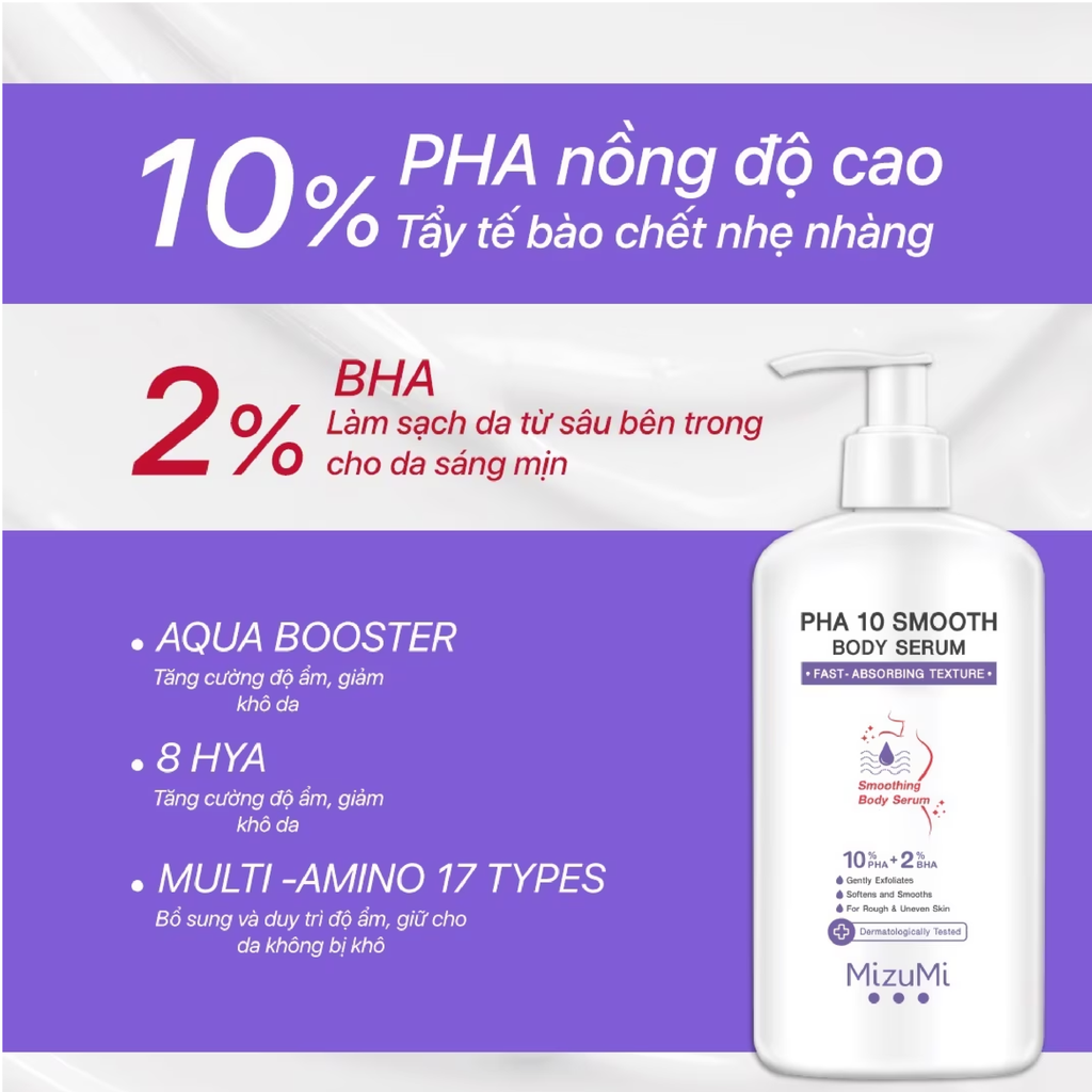 Dưỡng Thể MizuMi PHA 10 Smooth Body Serum Cấp Ẩm 250ml