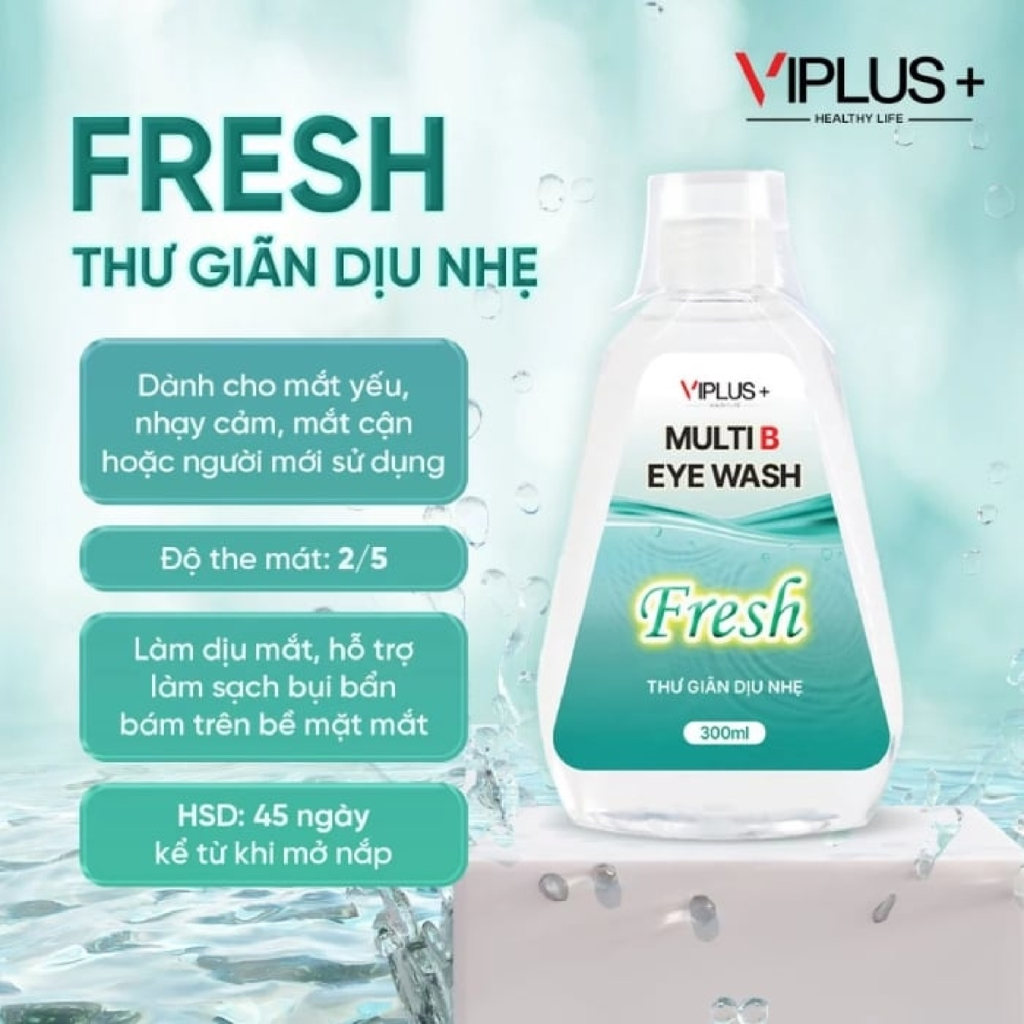 Nước Rửa Mắt Viplus+ Multi B Eye Wash Bổ Sung Độ Ẩm, Vitamin Cho Mắt 300ml